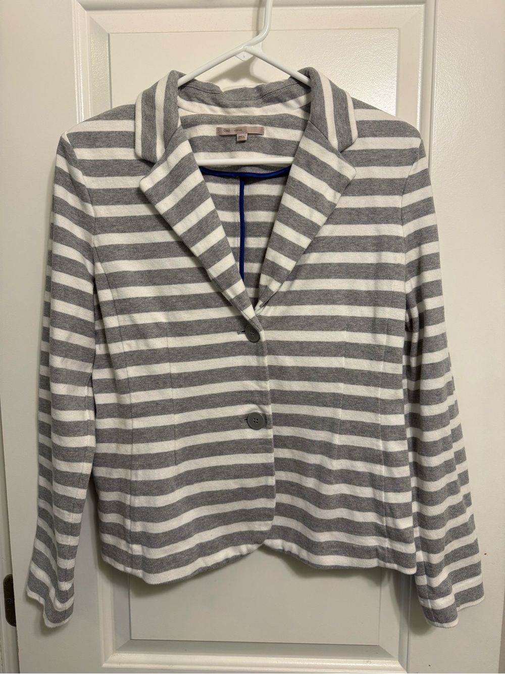 GAP Gray & White Striped Ponte Knit Blazer